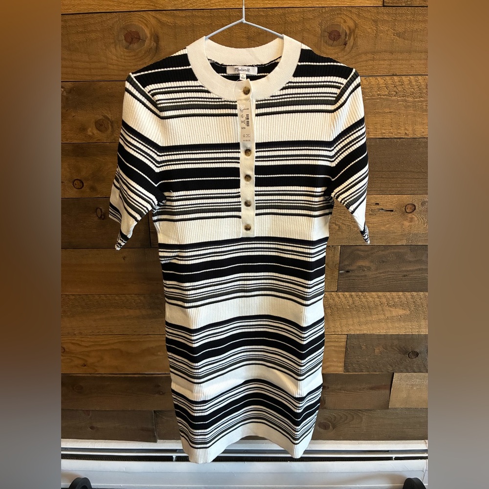 Madewell Nora Stripe Henley Rib Knit Minidress